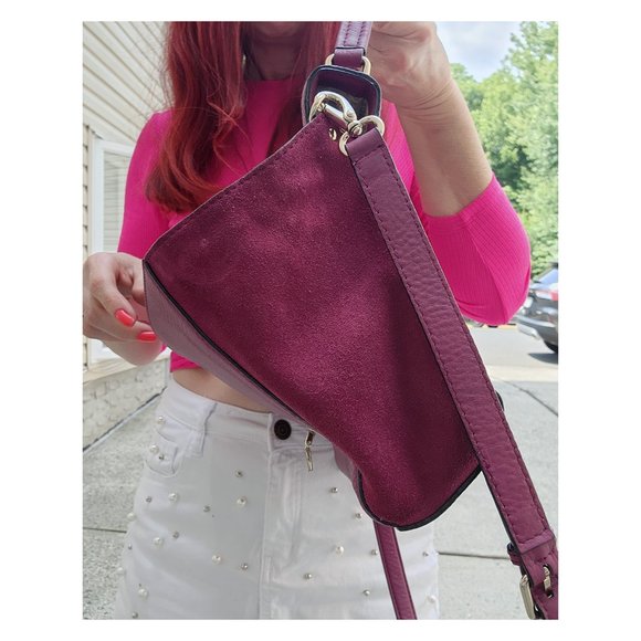 KATE SPADE Dark Pink Leather Satchel Crossbody Purse - Picture 6 of 10